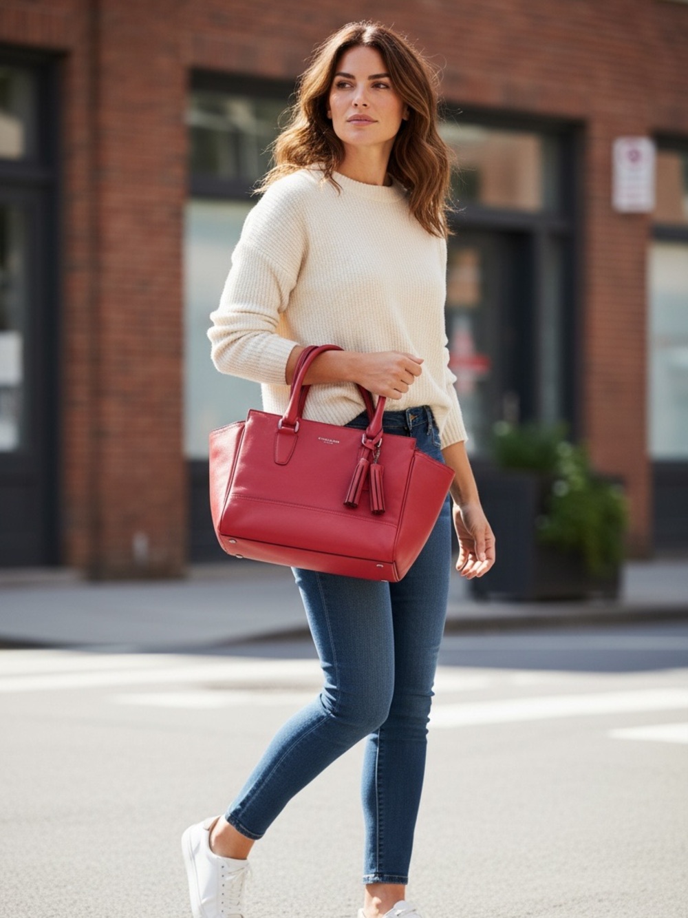 Coach Legacy Red Gloved-Tanned Leather Tassel Tote Shoulder Bag H1294-19891